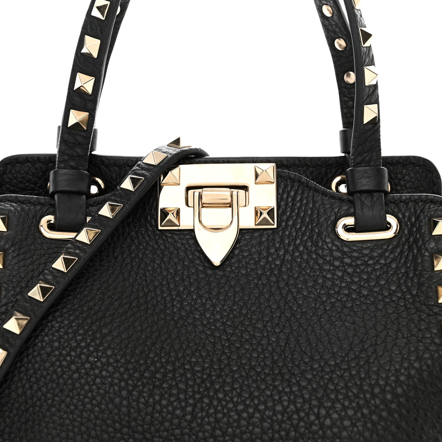Valentino Garavani Pebbled Calfskin Mini Rockstud Tote Black 7 of 9