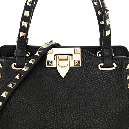 Valentino Garavani Pebbled Calfskin Mini Rockstud Tote Black 7 of 9