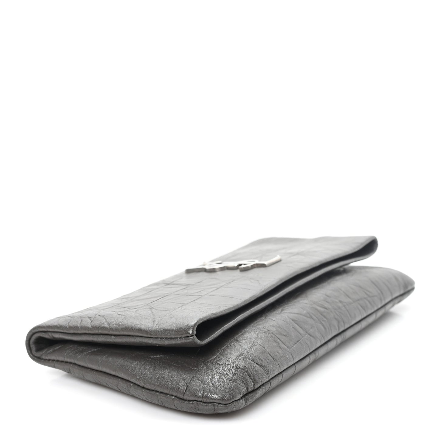 Crocodile Embossed Calfskin West Hollywood Monogram Fold Over Clutch Earth