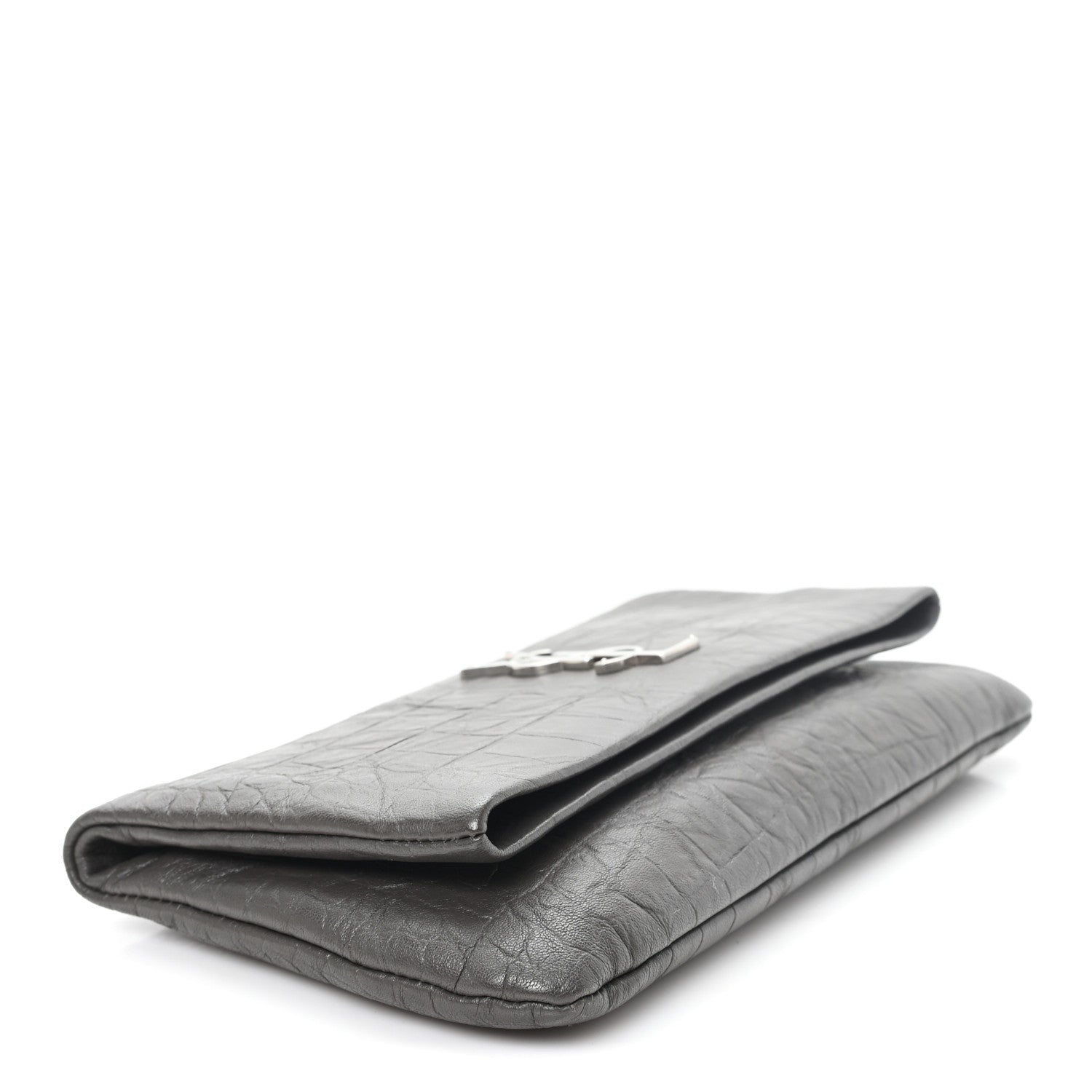 Saint Laurent Crocodile Embossed Calfskin West Hollywood Monogram Fold Over Clutch Earth 4 of 7