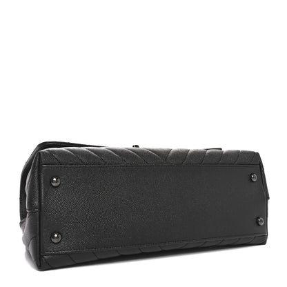 Chanel Caviar Chevron Quilted Small Coco Handle Flap So Black 4 of 10