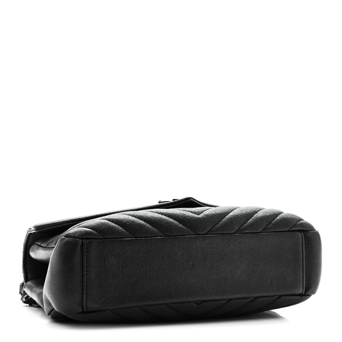 Sheepskin Matelasse Chevron Monogram Monochrome Medium College Bag Black