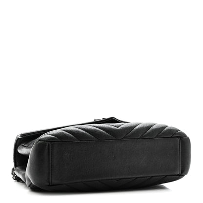 Saint Laurent Sheepskin Matelasse Chevron Monogram Monochrome Medium College Bag Black 4 of 10