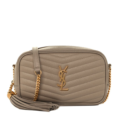 Saint Laurent Grain De Poudre Matelasse Monogram Mini Lou Camera Bag Dark Beige 1 of 10