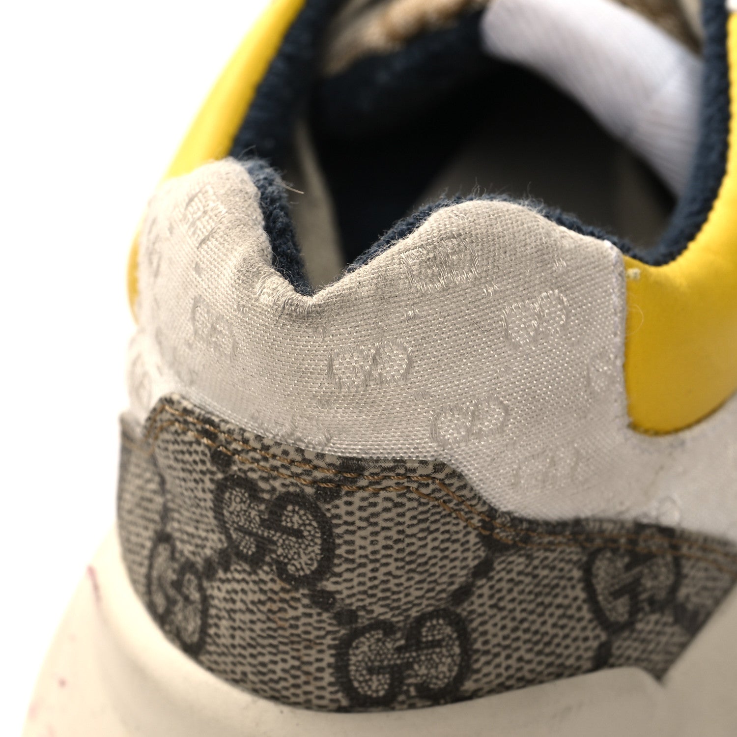 Gucci GG Supreme Monogram Mix Monogram Mens Rhyton Sneakers 9 London Blue Beige Sun Yellow 9 of 10