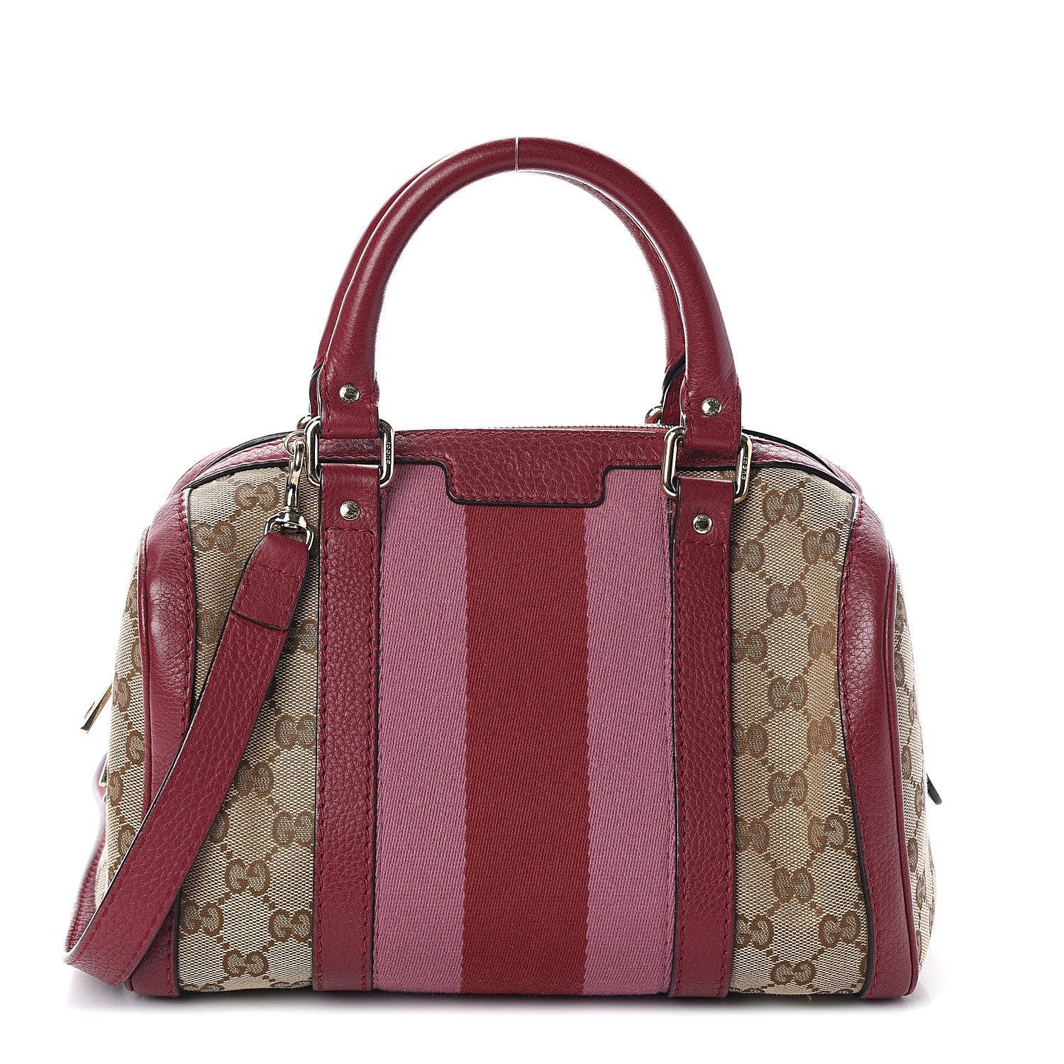 Gucci Monogram Cellarius Calfskin Vintage Web Small Boston Beige Ebony Soft Burgundy Peonia Flower Box Pink 1 of 8