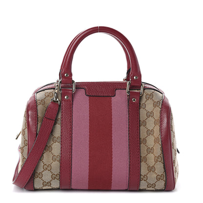 Gucci Monogram Cellarius Calfskin Vintage Web Small Boston Beige Ebony Soft Burgundy Peonia Flower Box Pink 1 of 8