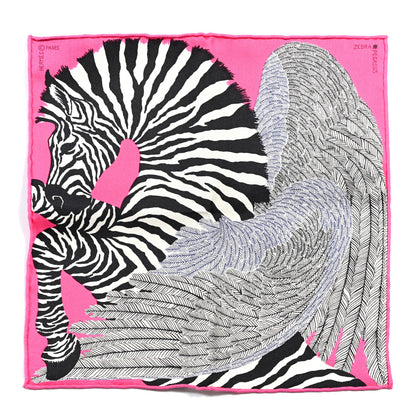 Hermes Silk Carre Zebra Pegasus Nano Scarf 20 Rose Bonbon Black White 1 of 5
