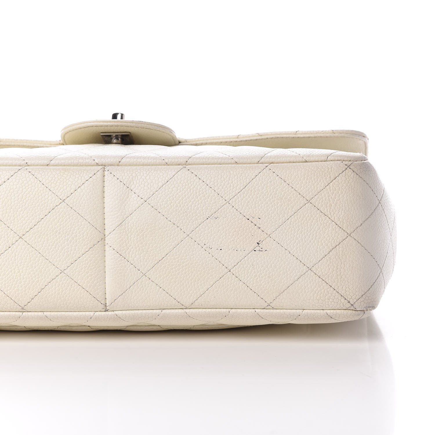 Chanel Caviar Quilted Jumbo Single Flap White 11 of 13