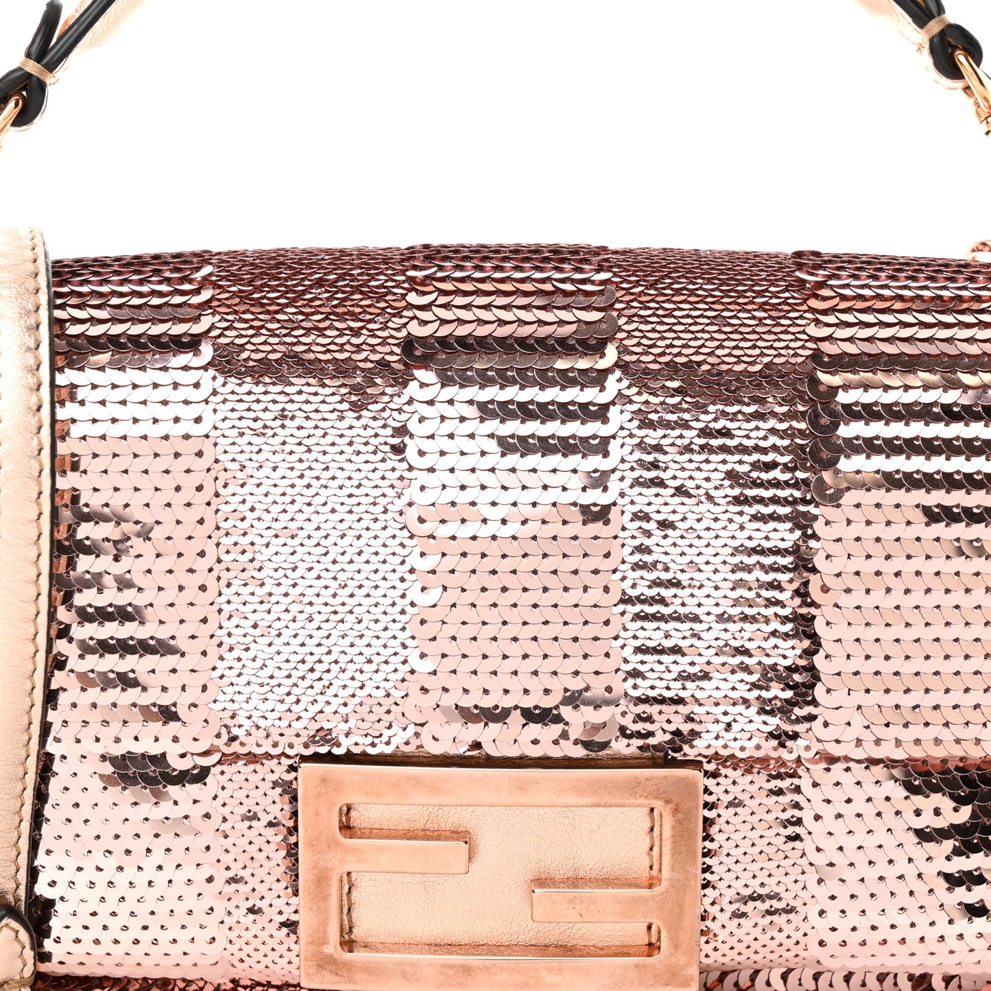 Sequin Metallic Nappa Pequin Mini Baguette Rame