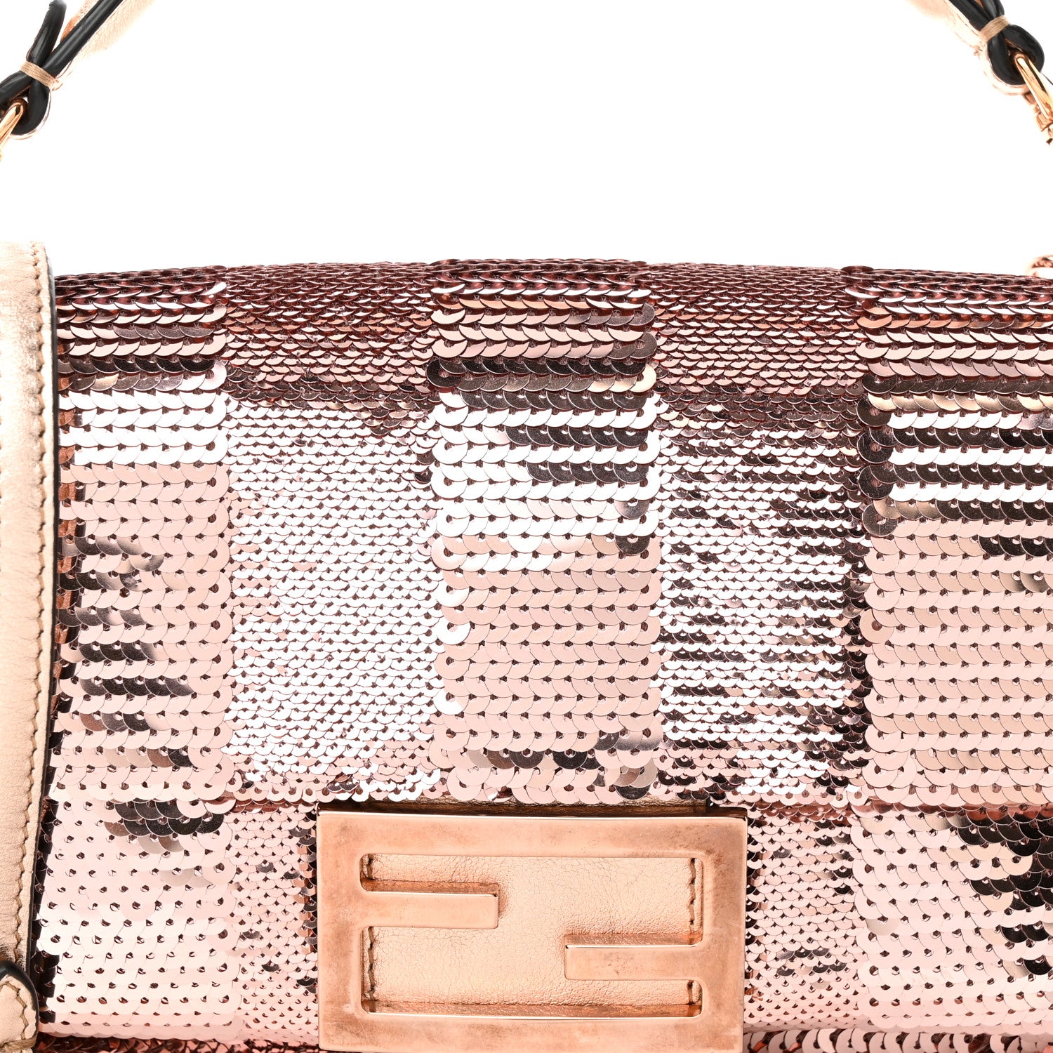 Fendi Sequin Metallic Nappa Pequin Mini Baguette Rame 8 of 13