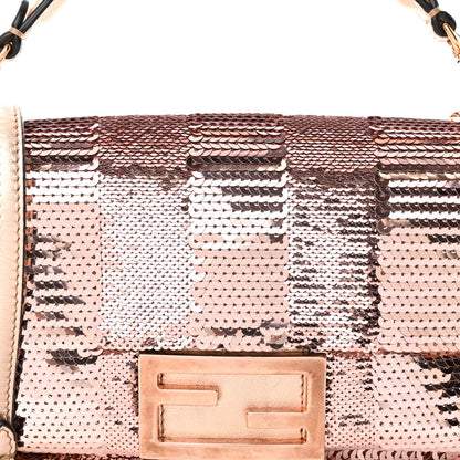Fendi Sequin Metallic Nappa Pequin Mini Baguette Rame 8 of 13