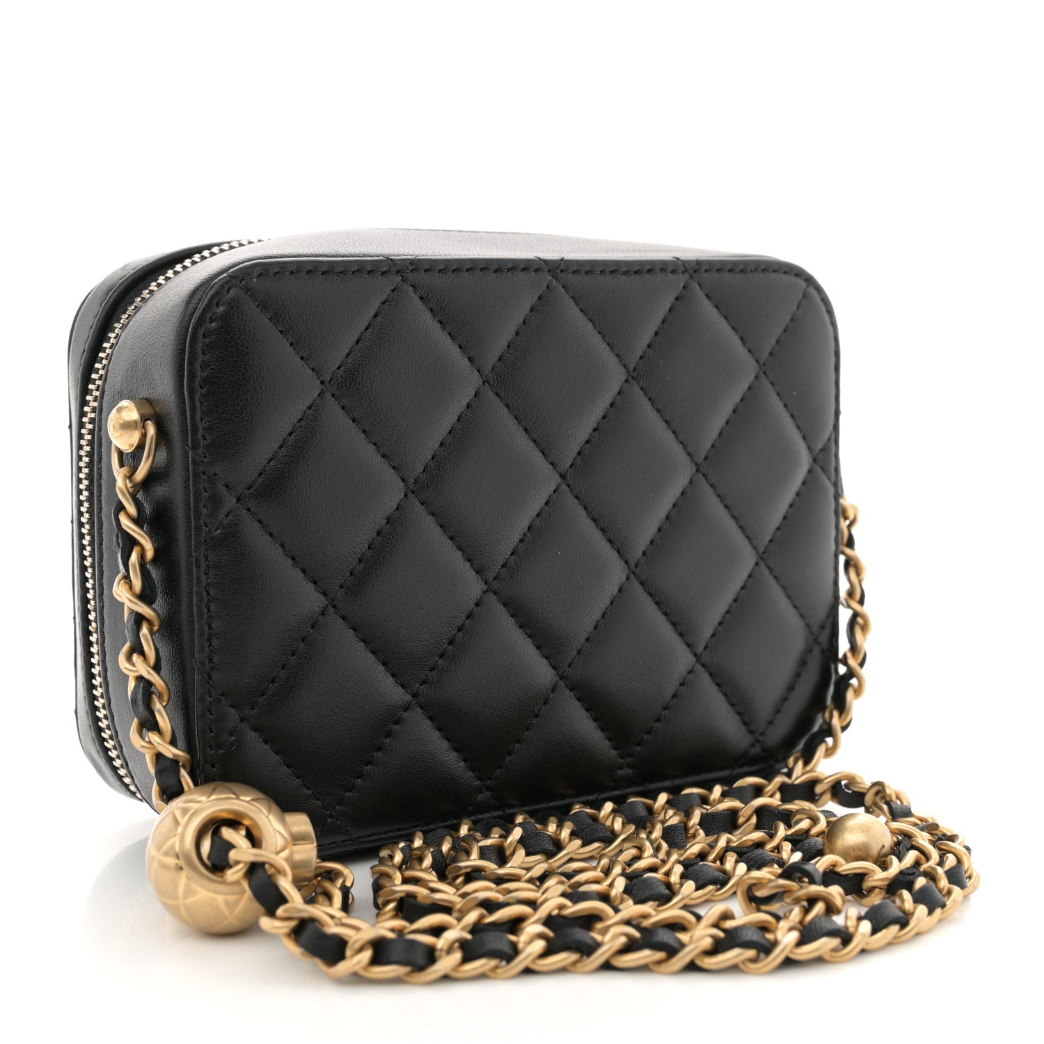 Chanel Lambskin Quilted CC Pearl Crush Camera Case Black 3 of 11