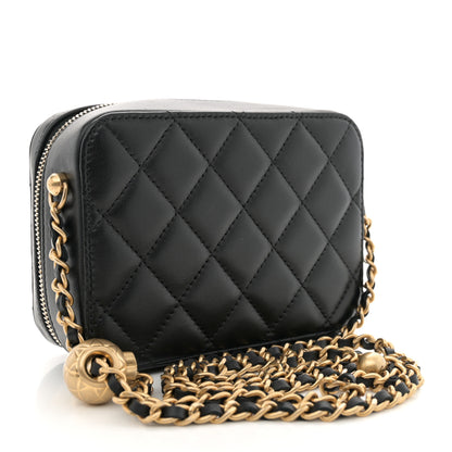 Chanel Lambskin Quilted CC Pearl Crush Camera Case Black 3 of 11