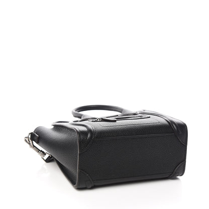 Celine Drummed Calfskin Nano Luggage Black 4 of 10