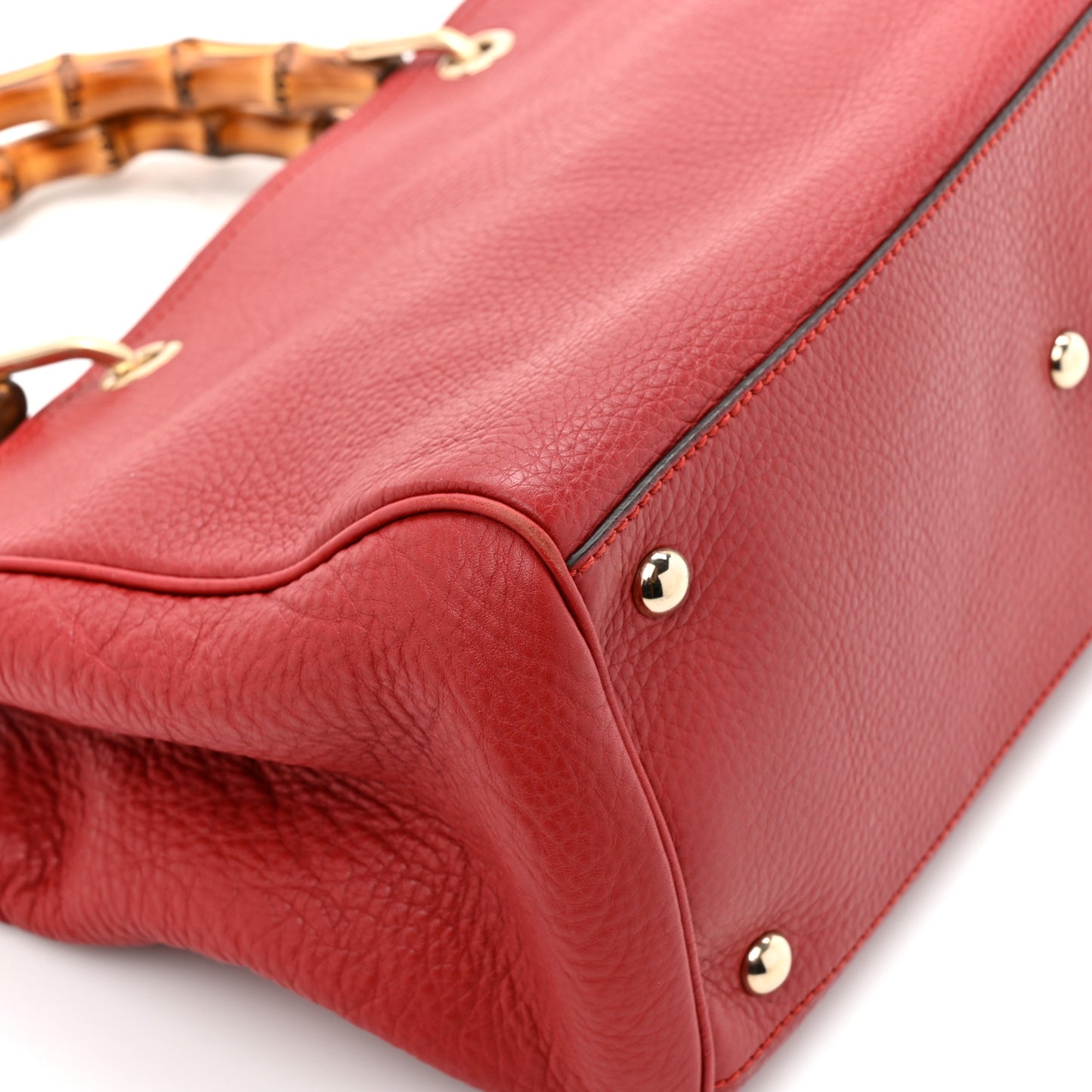 Pebbled Calfskin Medium Bamboo Shopper Tote Red