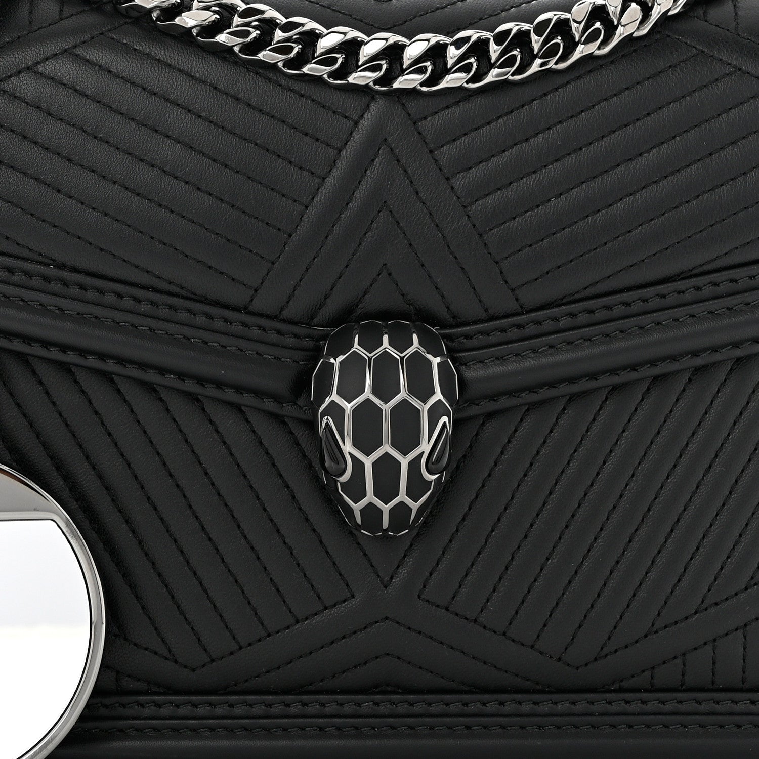 Bulgari Quilted Nappa Smooth Calfskin Serpenti Forever Diamond Blast Shoulder Bag Black 8 of 10