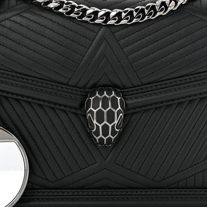 Bulgari Quilted Nappa Smooth Calfskin Serpenti Forever Diamond Blast Shoulder Bag Black 8 of 10