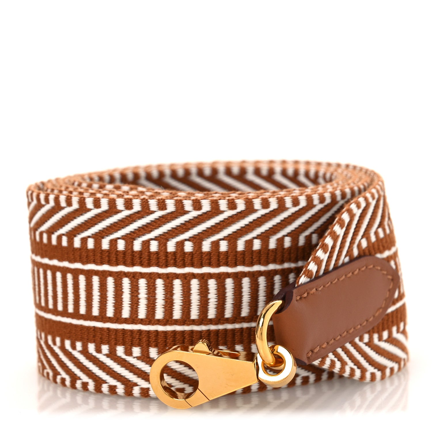 Hermes Toile Swift 50mm Sangle Cavale Shoulder Strap Ecru Beige Gold 1 of 6