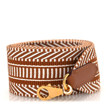 Hermes Toile Swift 50mm Sangle Cavale Shoulder Strap Ecru Beige Gold 1 of 6