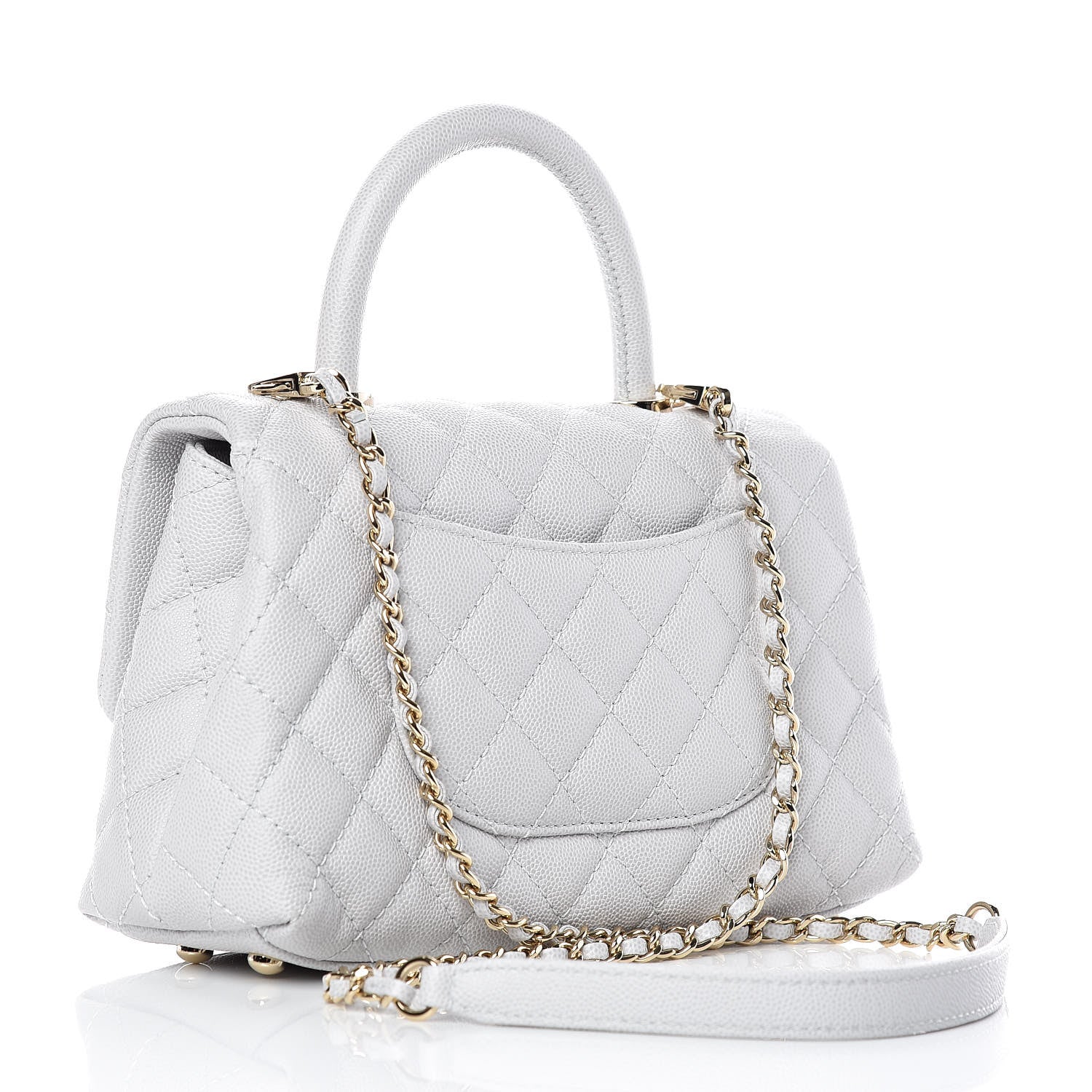 Chanel Caviar Quilted Mini Coco Handle Flap Light Grey 3 of 12