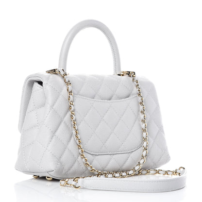 Chanel Caviar Quilted Mini Coco Handle Flap Light Grey 3 of 12