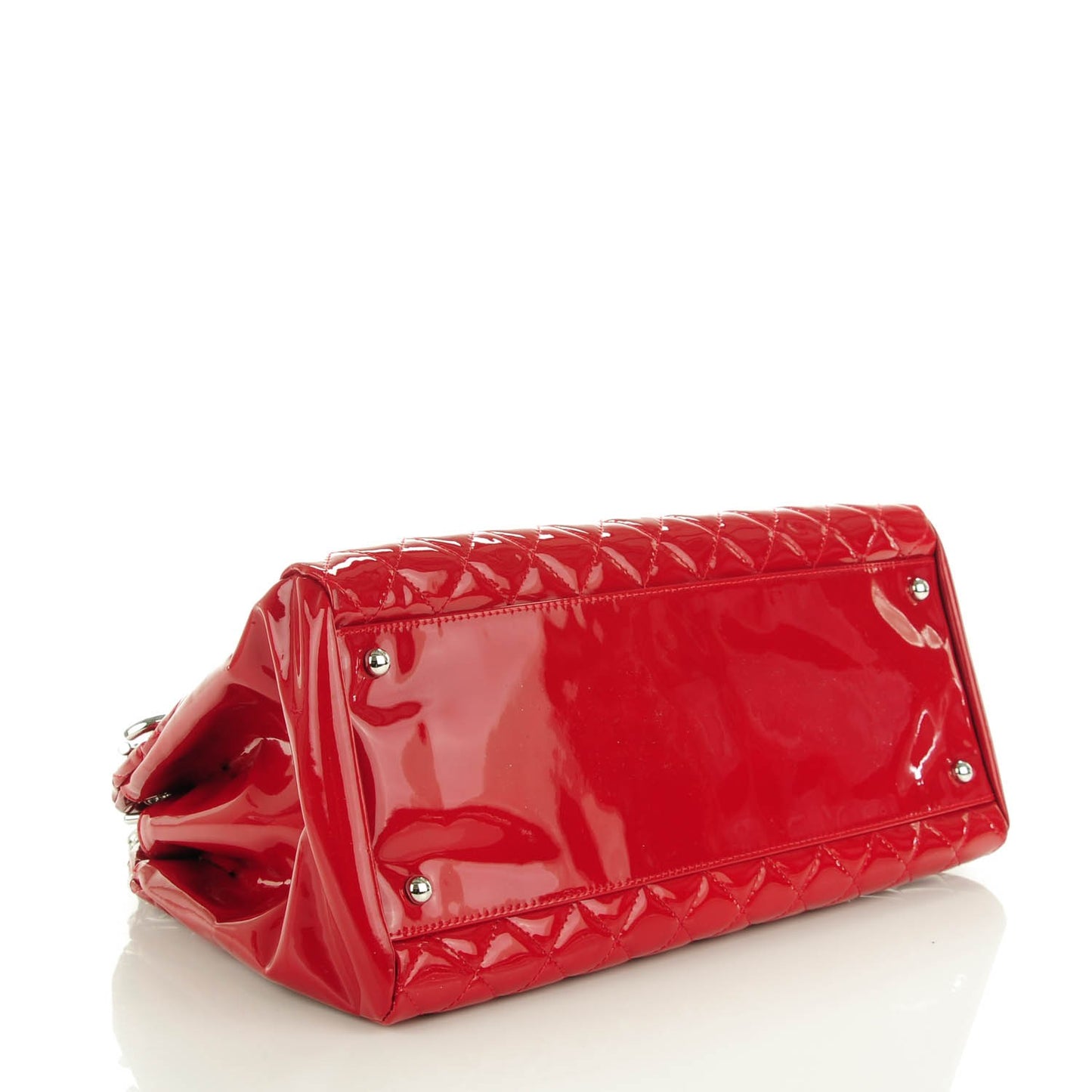 Patent Quilted Large Just Mademoiselle Bowling Bag Red