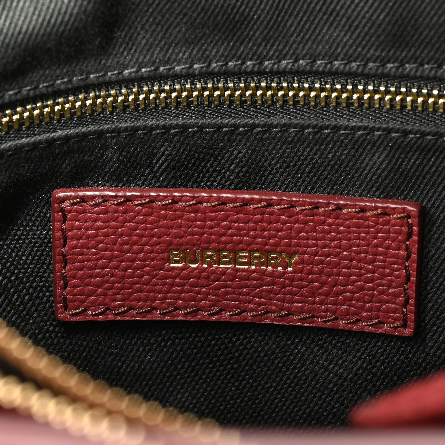 Burberry Grainy Calfskin House Check Medium Banner Tote Crimson 7 of 10
