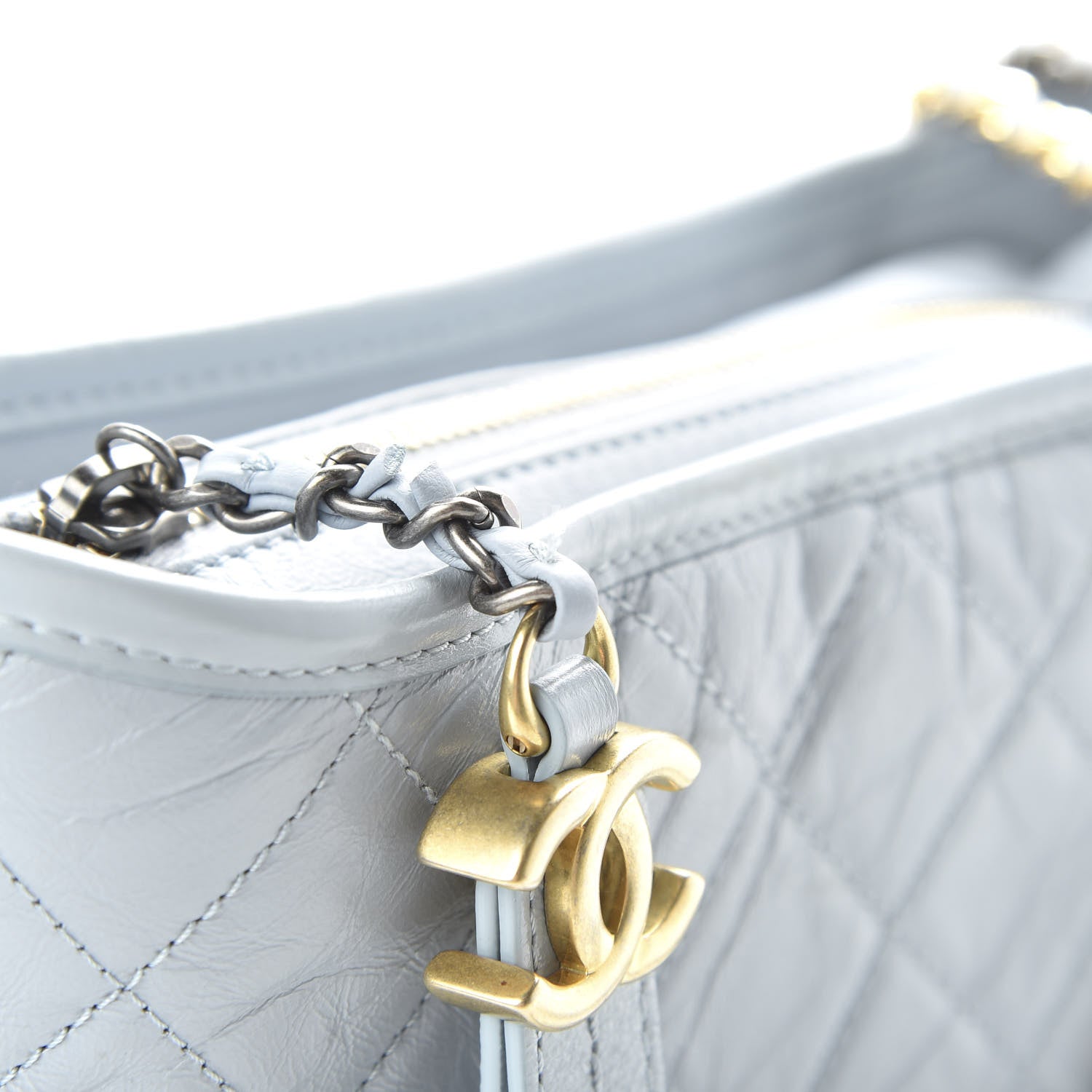 Chanel Aged Calfskin Quilted Small Gabrielle Hobo Light Blue 12 of 12