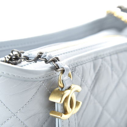 Chanel Aged Calfskin Quilted Small Gabrielle Hobo Light Blue 12 of 12