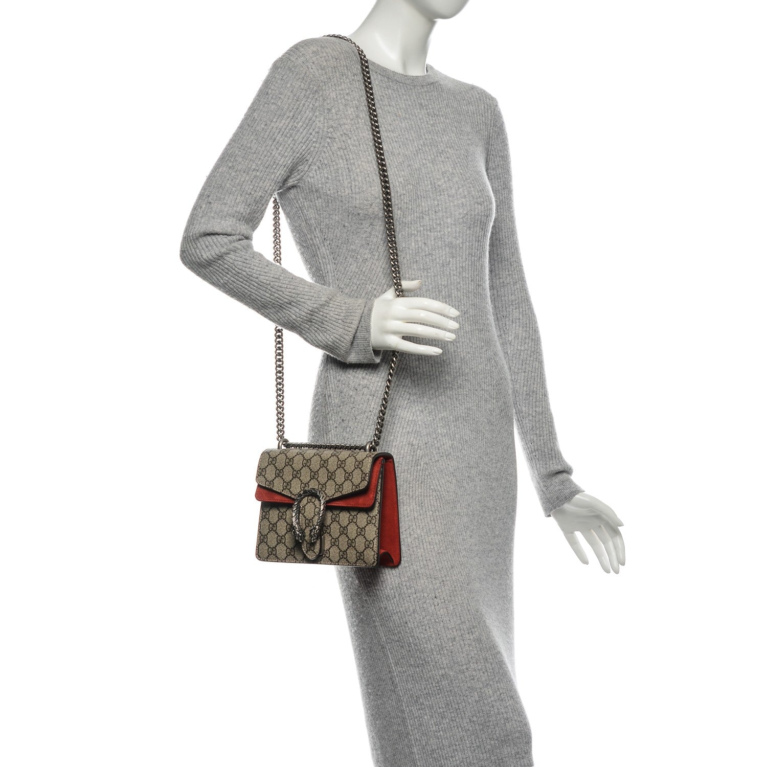 Gucci GG Supreme Monogram Mini Dionysus Shoulder Bag Hibiscus Red 2 of 7