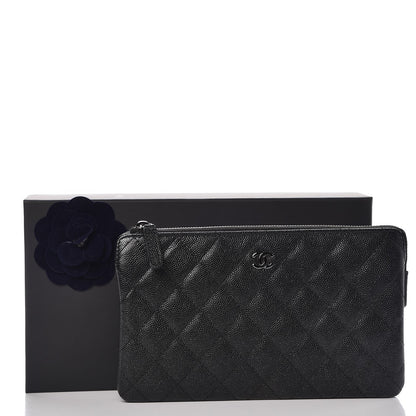 Chanel Iridescent Caviar Quilted Small Zipped Clutch Black 9 of 9