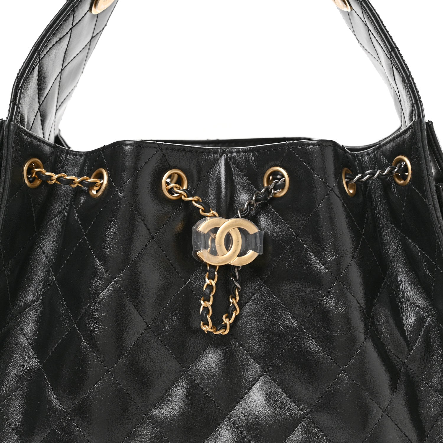 Chanel Shiny Crumpled Calfskin Quilted Small Chanel 25 Handbag Black 8 of 11