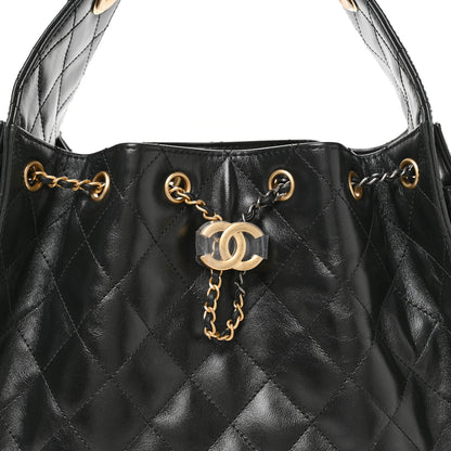Chanel Shiny Crumpled Calfskin Quilted Small Chanel 25 Handbag Black 8 of 11