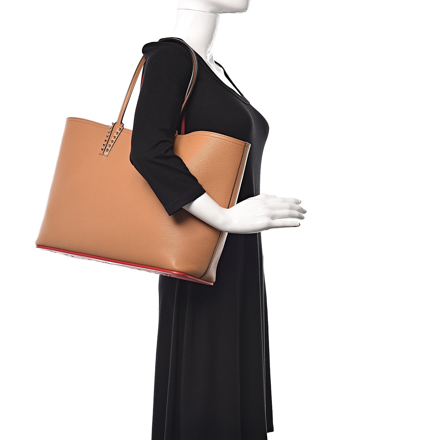 Christian Louboutin Calfskin Spikes East West Cabata Tote Avoine 2 of 11