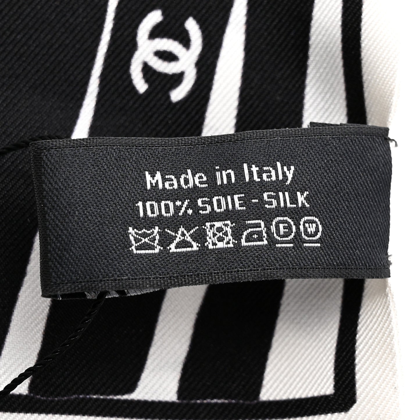Silk CC Logo Slim Bandeau Scarf White Black