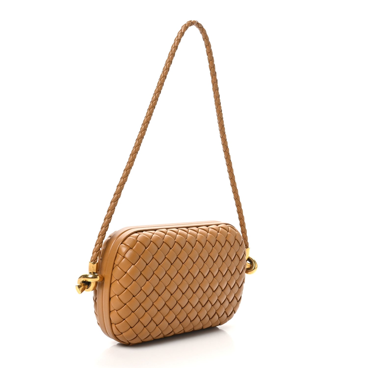 Bottega Veneta Calfskin Intrecciato Knot On Strap Camel 2 of 8