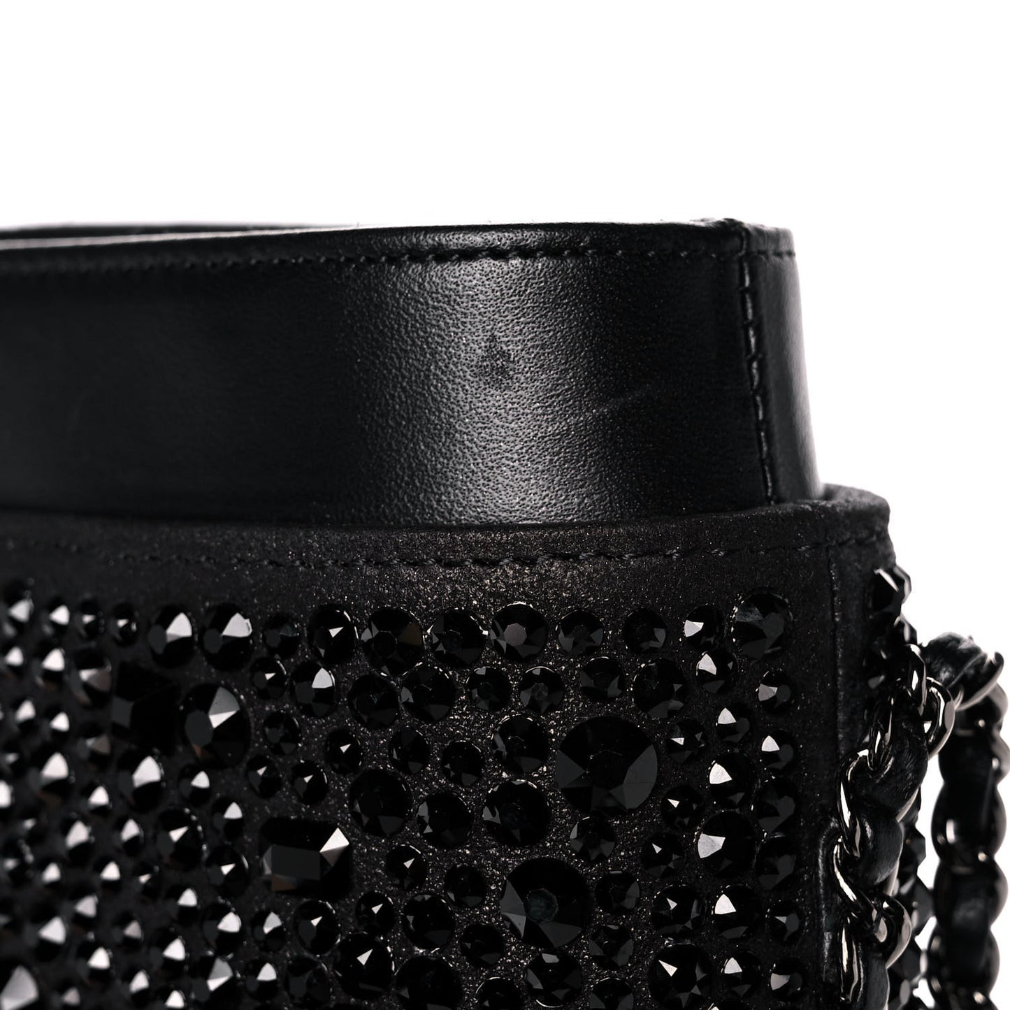 Satin Crystal Chain Around Phone Holder Black