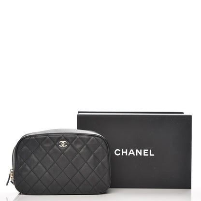 Chanel Caviar Quilted Curvy Pouch Cosmetic Case Black 8 of 8