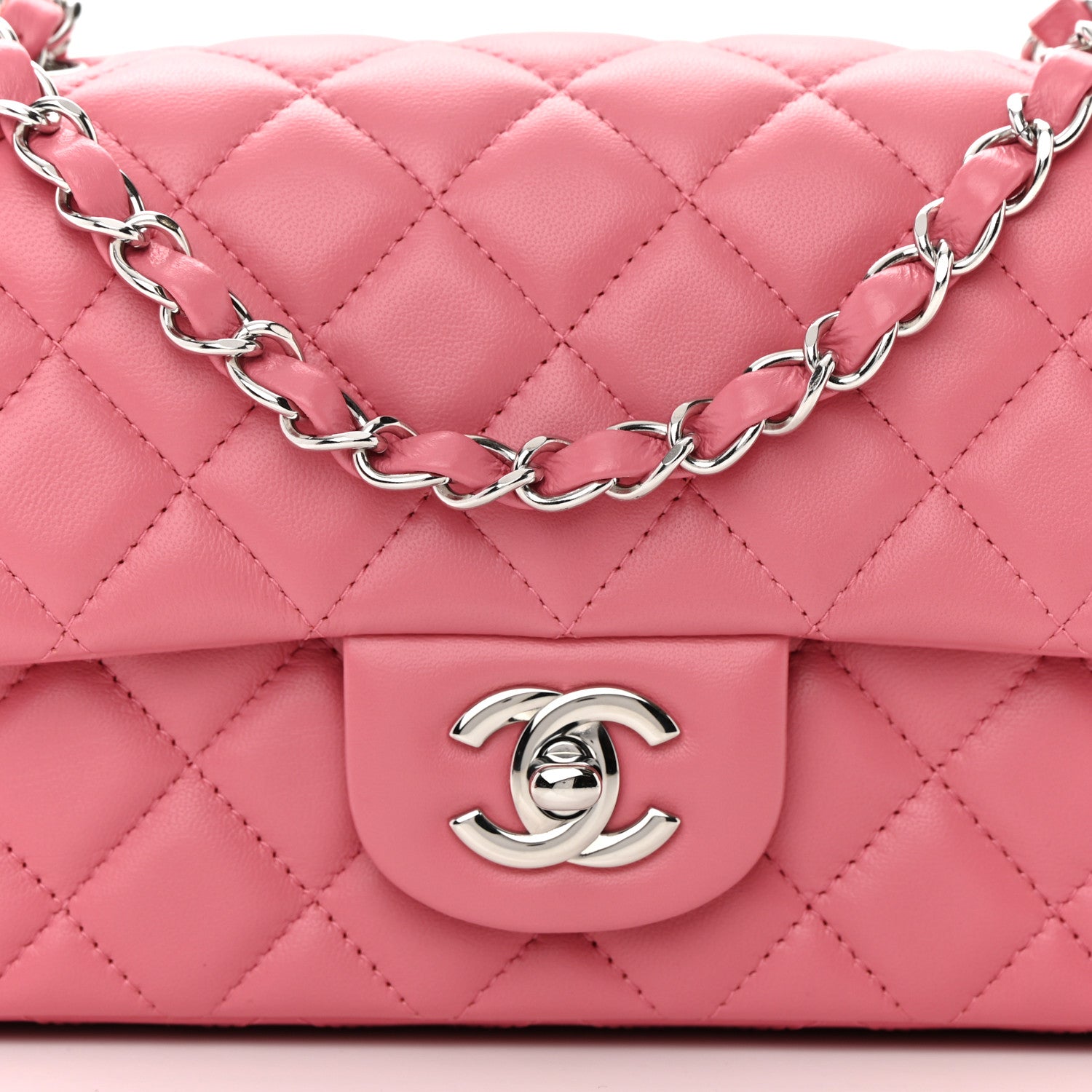 Chanel Lambskin Quilted Mini Rectangular Flap Pink 8 of 12