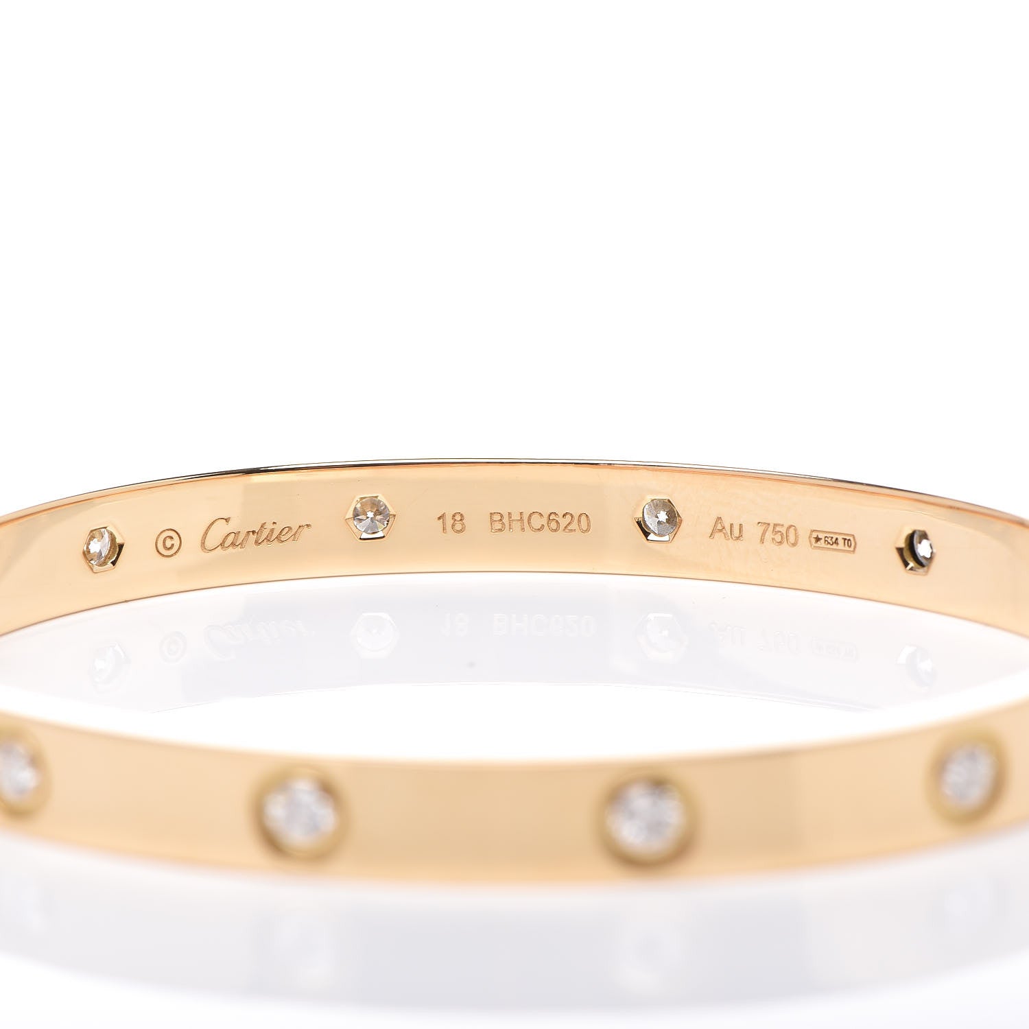 Cartier 18K Yellow Gold 10 Diamond LOVE Bracelet 18 5 of 6
