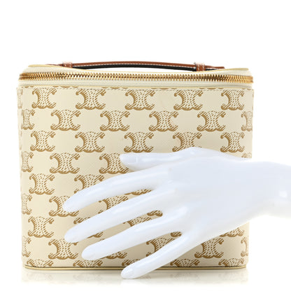 Celine Triomphe Canvas Calfskin Square Vanity Case White 2 of 11