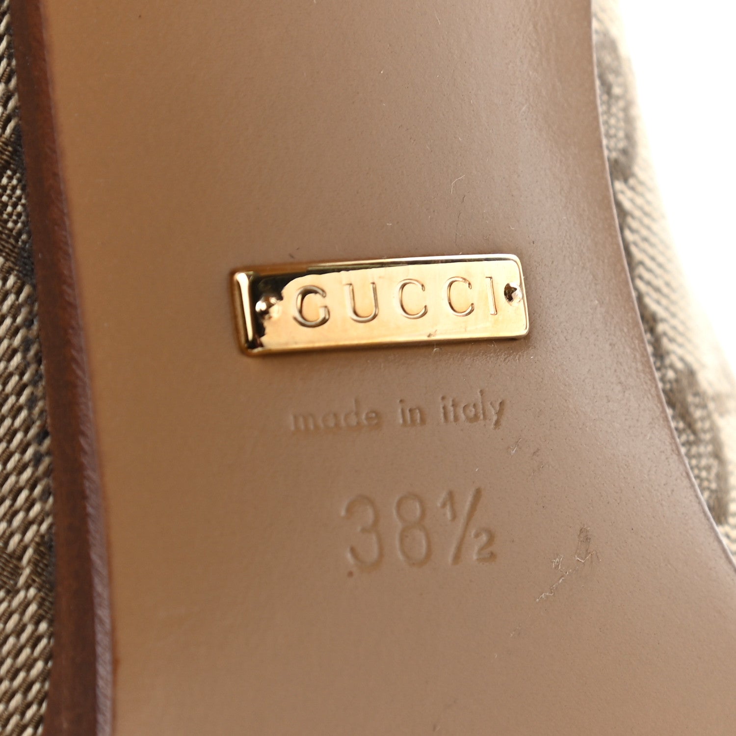 Gucci Monogram Malaga Kid Lisa Mid Heel Boots 38.5 Beige Ebony 6 of 12
