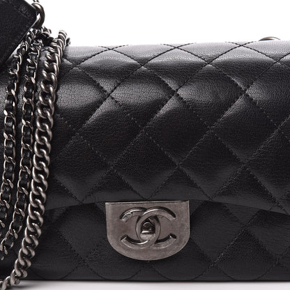 Chanel Shiny Goatskin Quilted Small Double Carry Waist Chain Flap Black 11 of 12