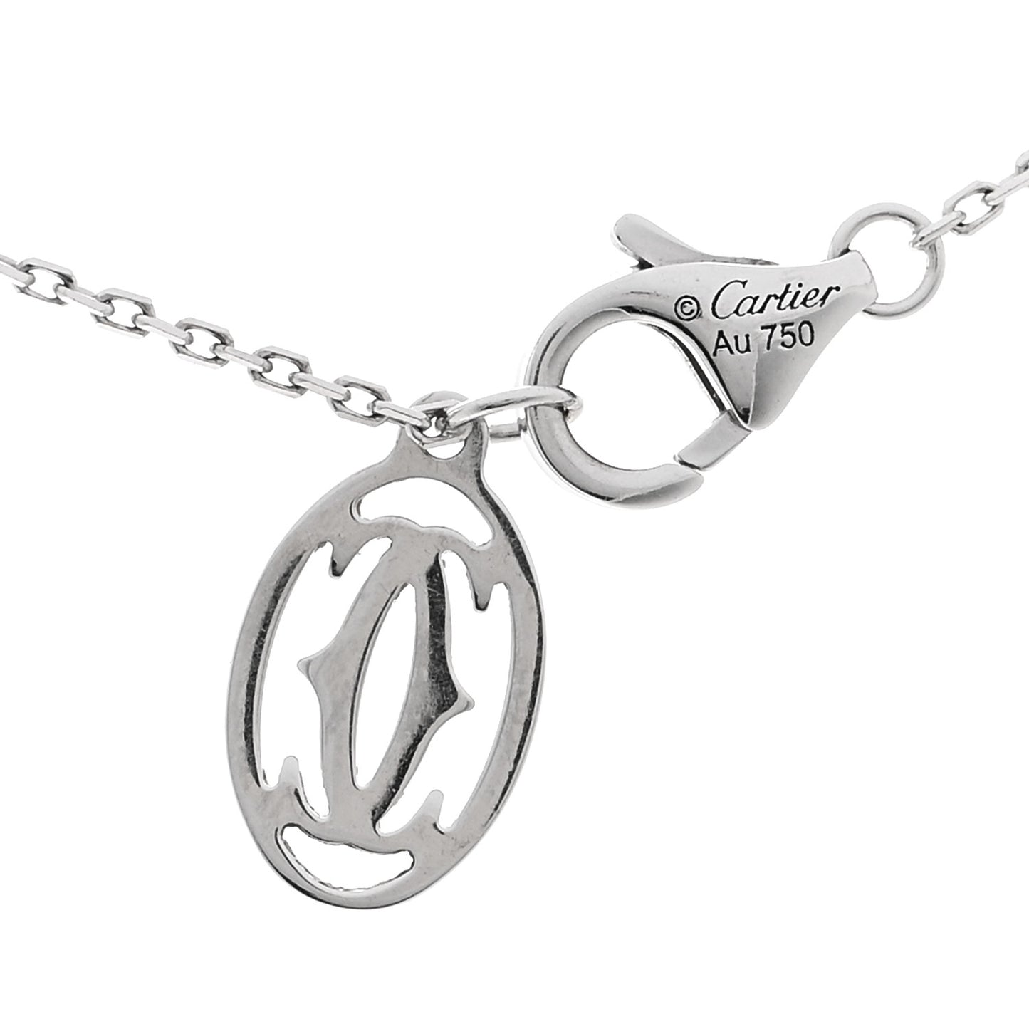18K White Gold Diamond .31ct C De Cartier Pendant Necklace