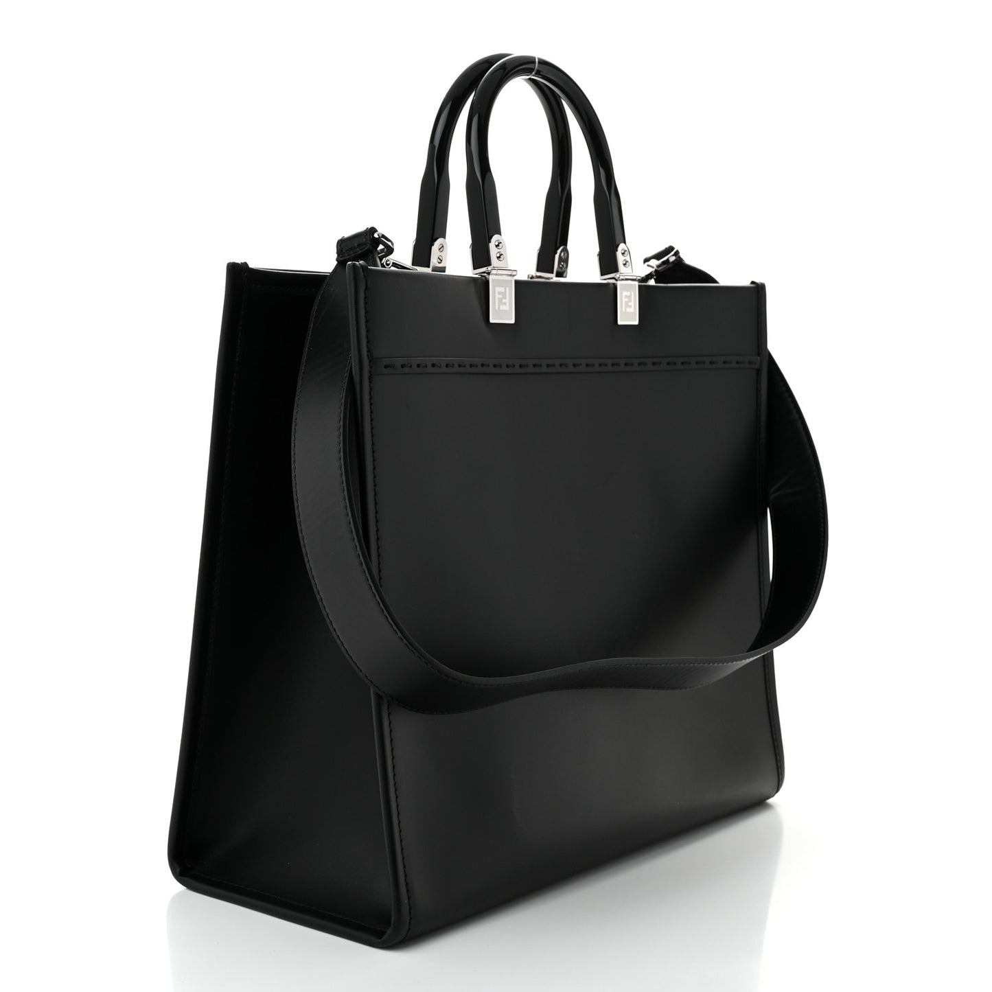 Vitello King Plexiglass Medium Fendi Sunshine Shopper Tote Black White