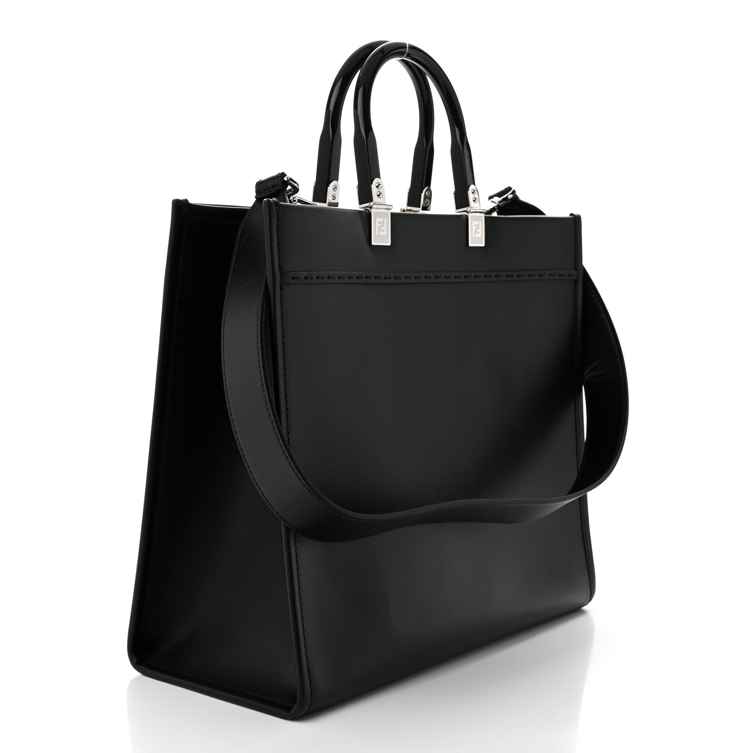 Fendi Vitello King Plexiglass Medium Fendi Sunshine Shopper Tote Black White 3 of 11