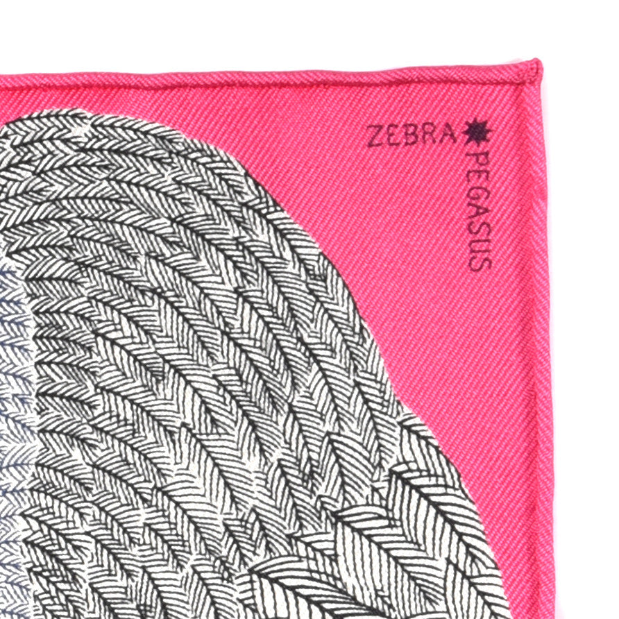Hermes Silk Carre Zebra Pegasus Nano Scarf 20 Rose Bonbon Black White 3 of 4