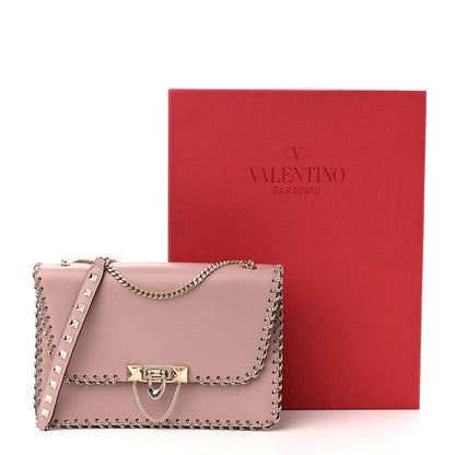 Valentino Garavani Vitello Groumette Small Rockstud Demilune Shoulder Bag Lipstick 10 of 10