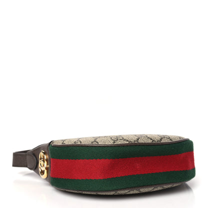 Gucci GG Supreme Monogram Textured Calfskin Web Mini Ophidia Half Moon Hobo Beige Ebony New Acero 3 of 10